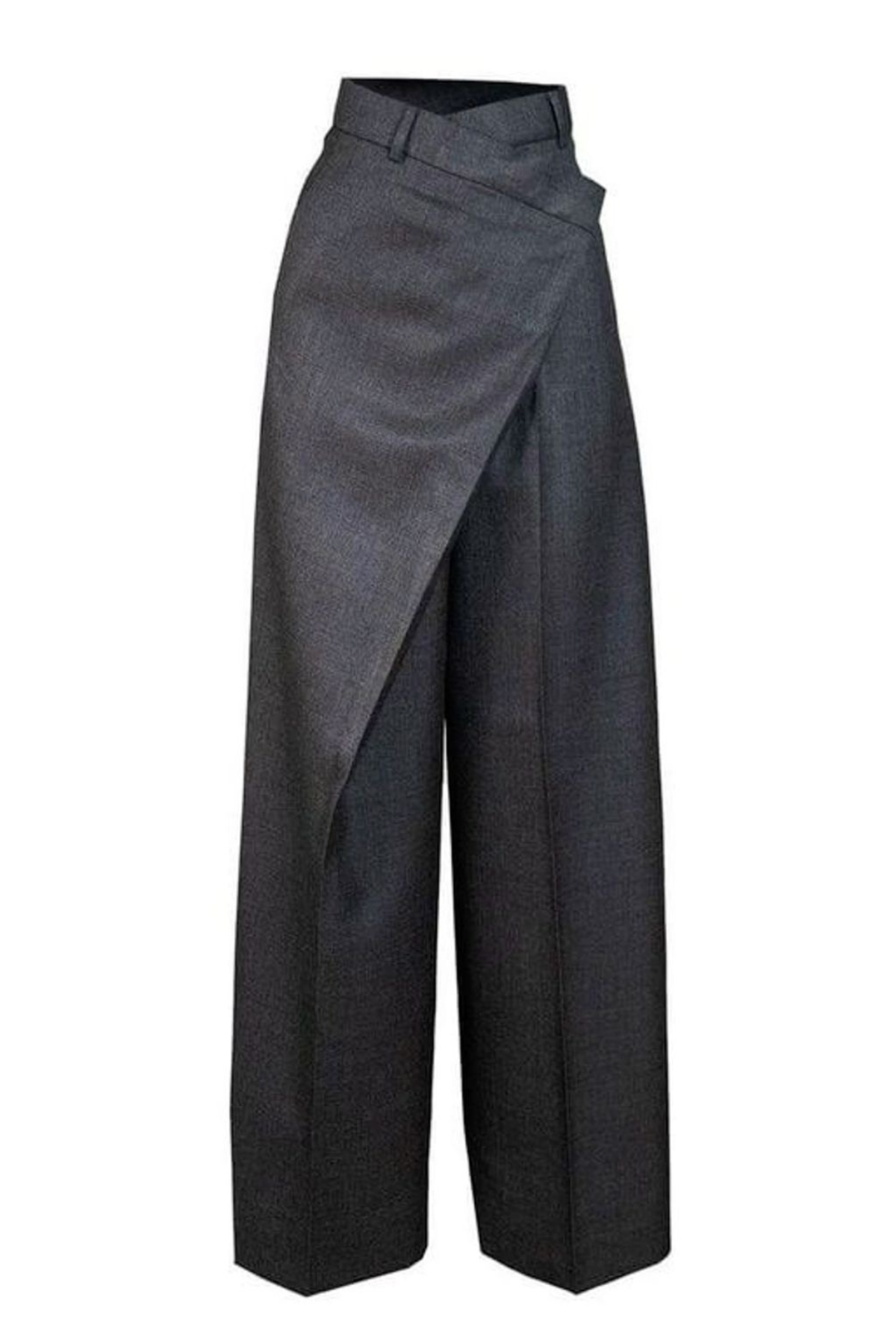 Wide leg pants with waist detail gray
