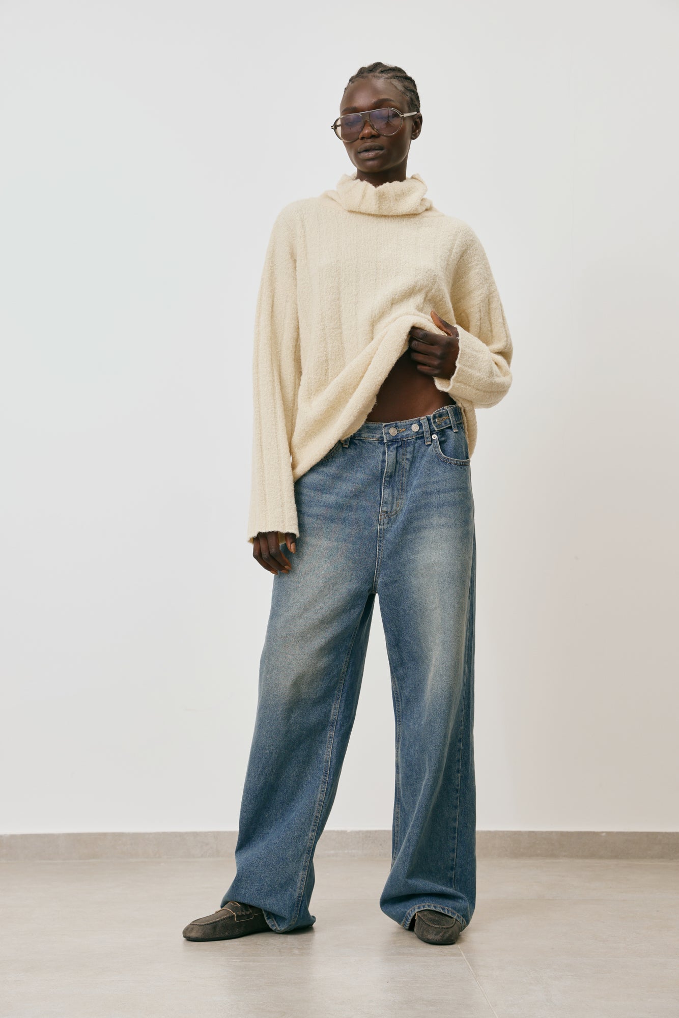 Tia Wash Wide Leg Denim Pants