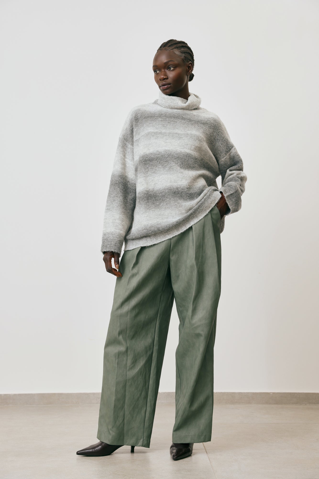 Vegan leather wide leg pants