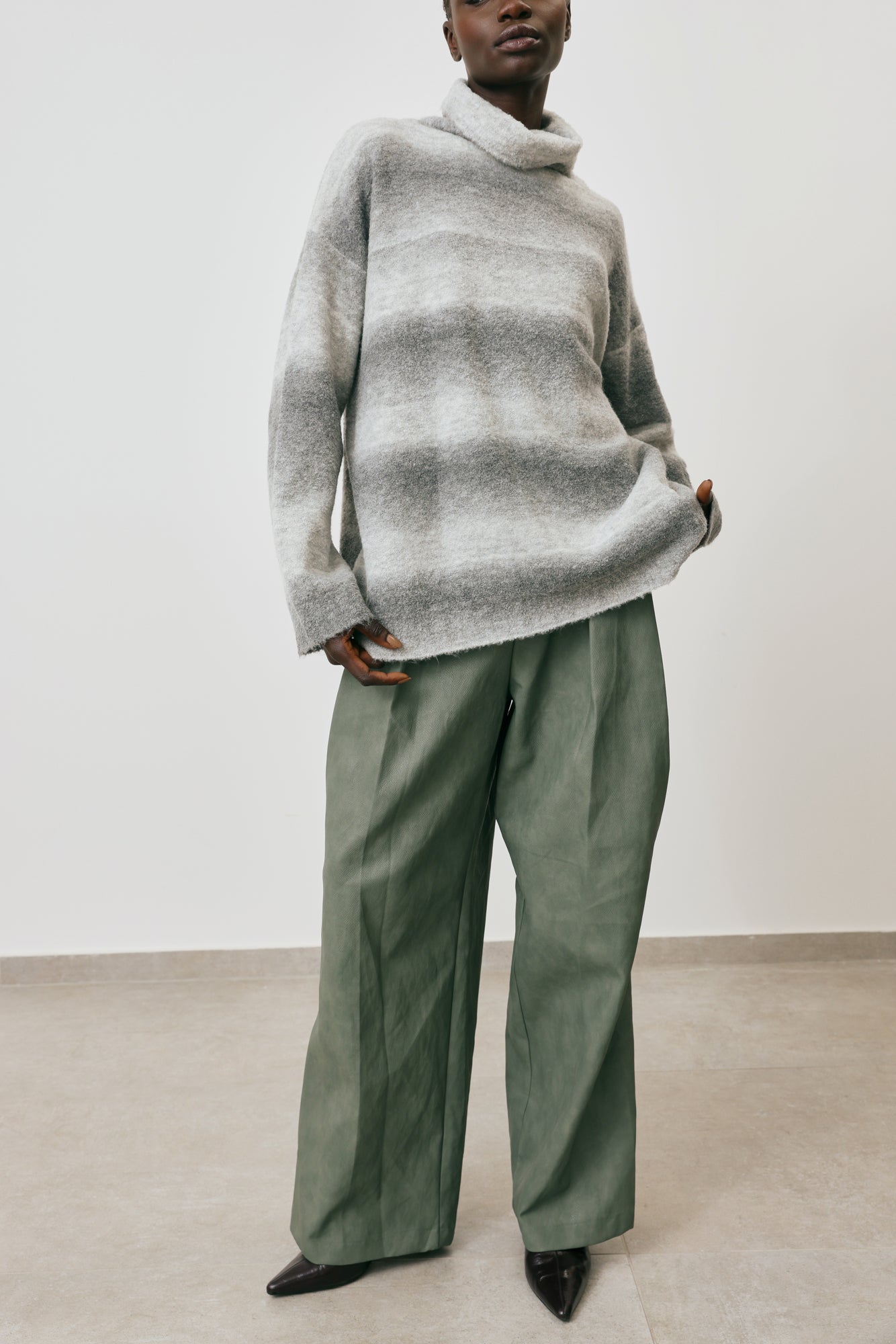 Vegan leather wide leg pants