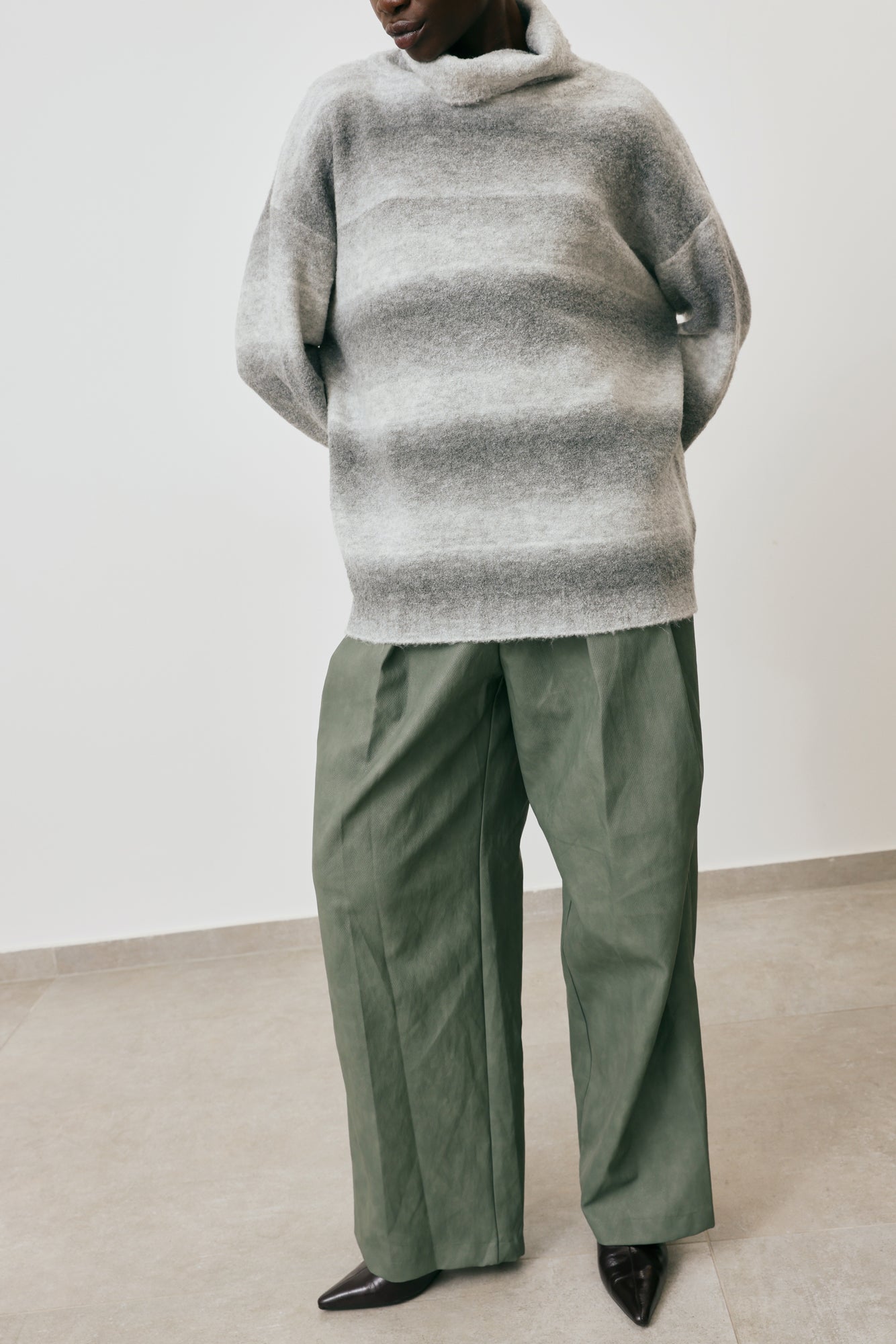 Vegan leather wide leg pants