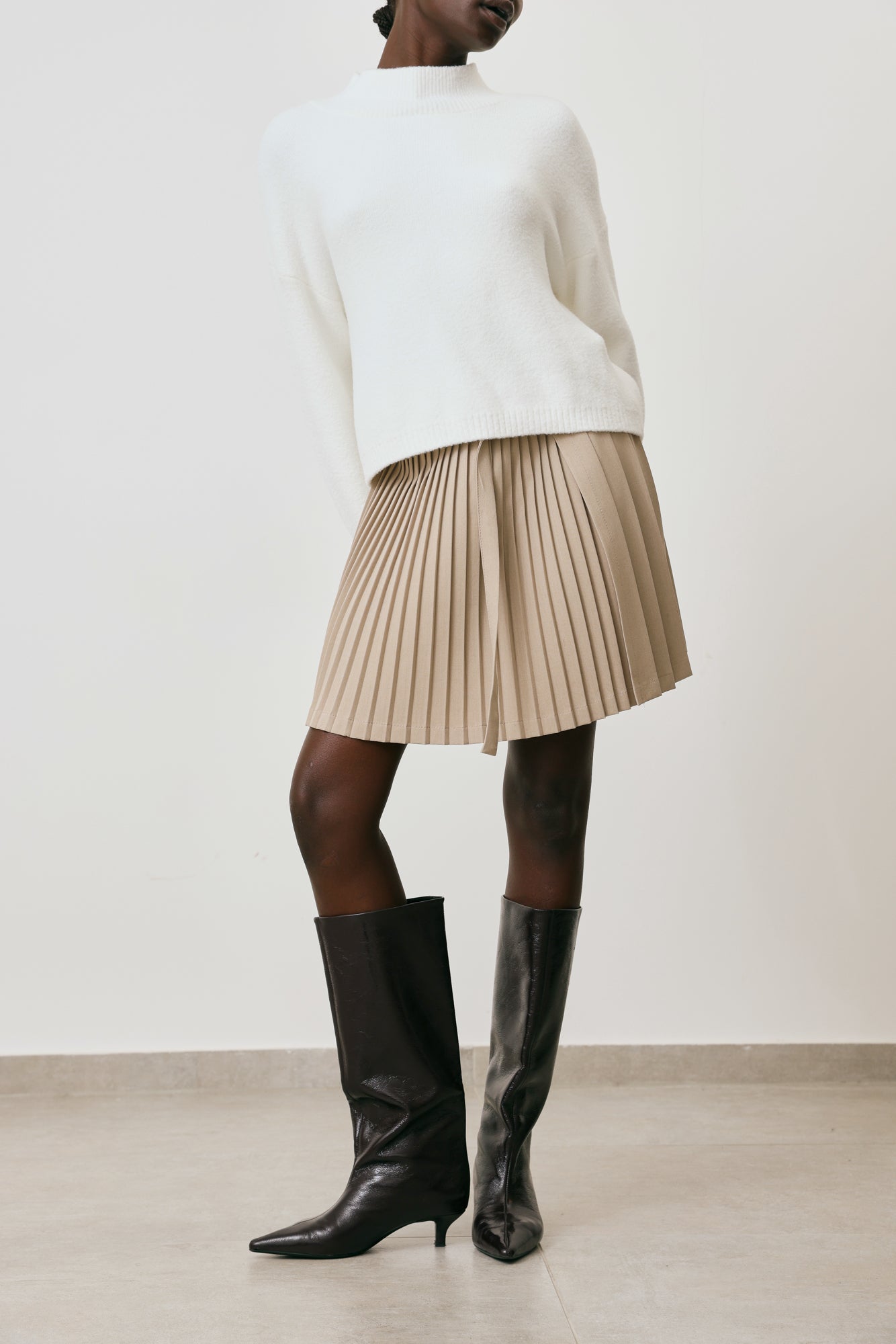 pleated mini wrap skirt