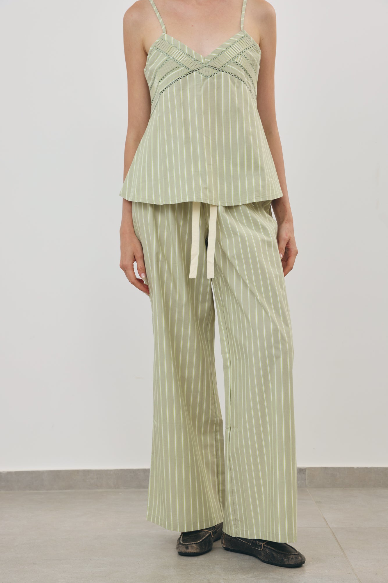 Stripe Wide-Leg Pants