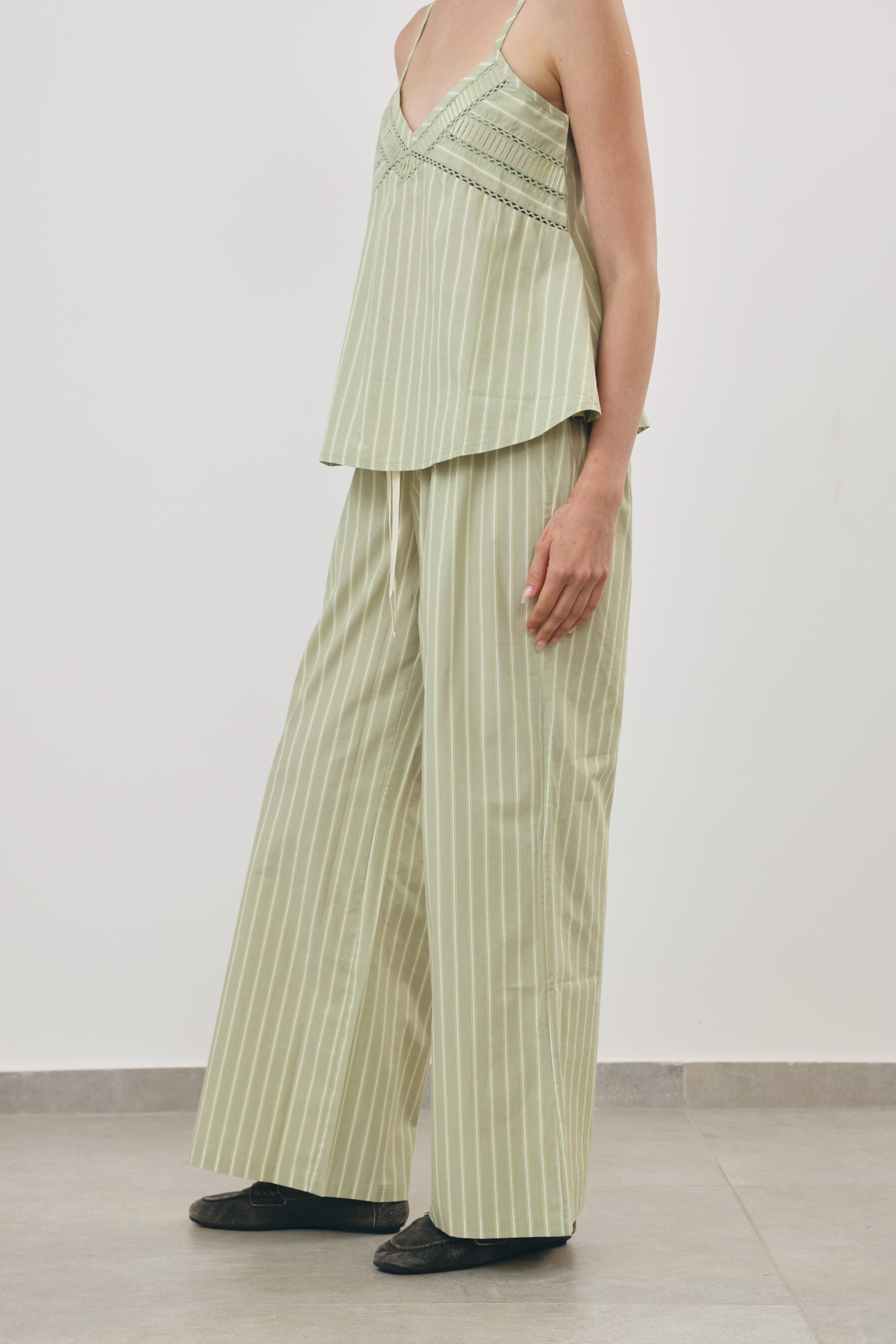 Stripe Wide-Leg Pants