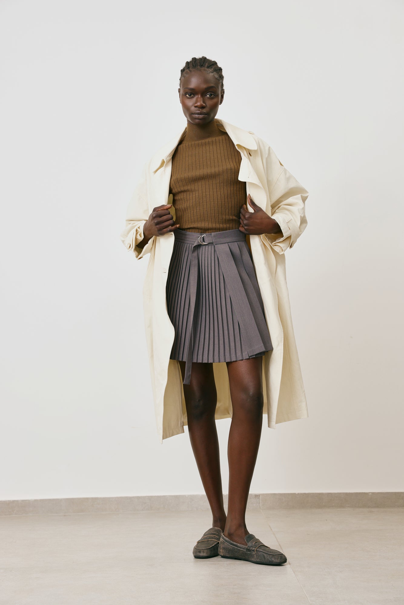 pleated wrap skirt