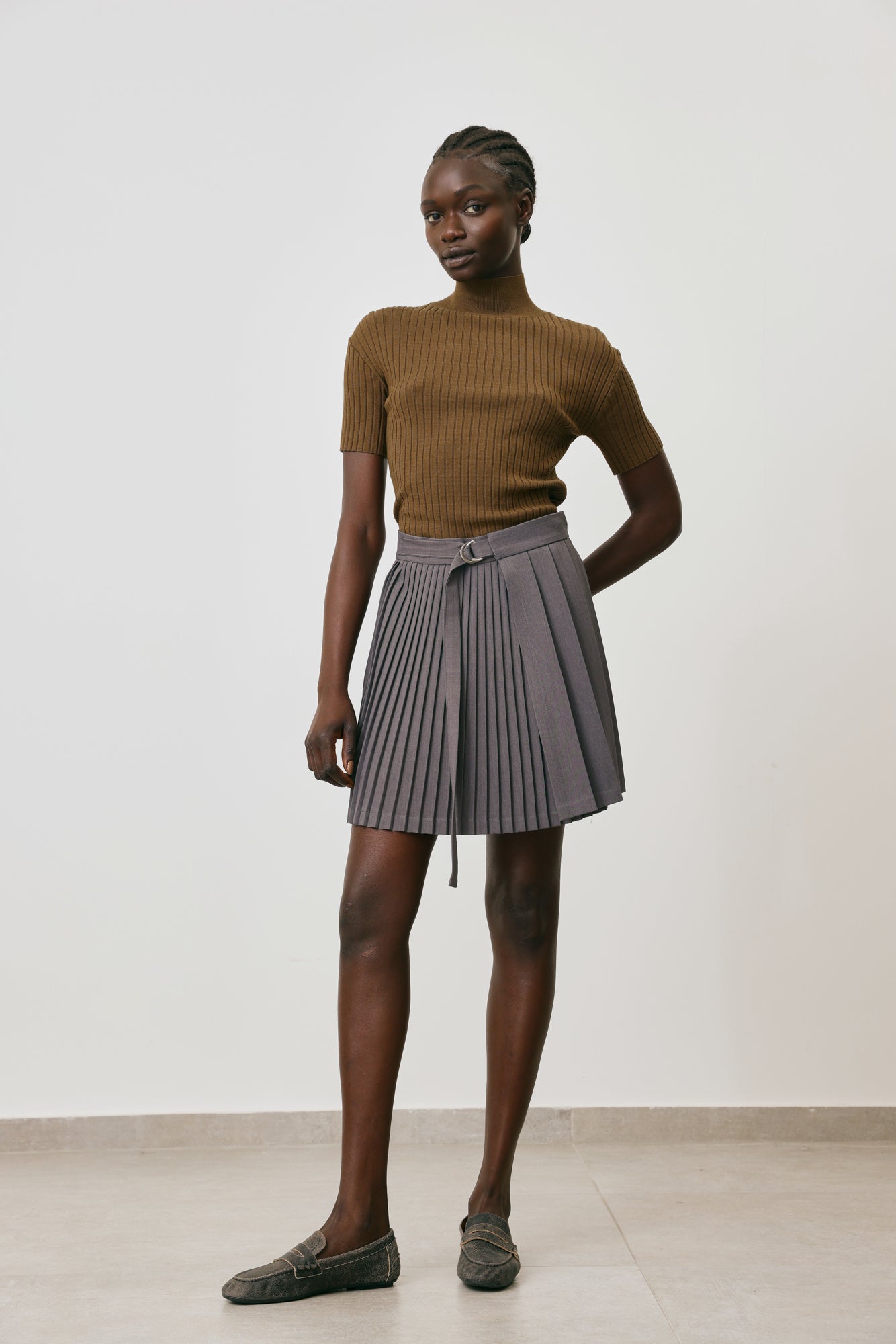 pleated wrap skirt
