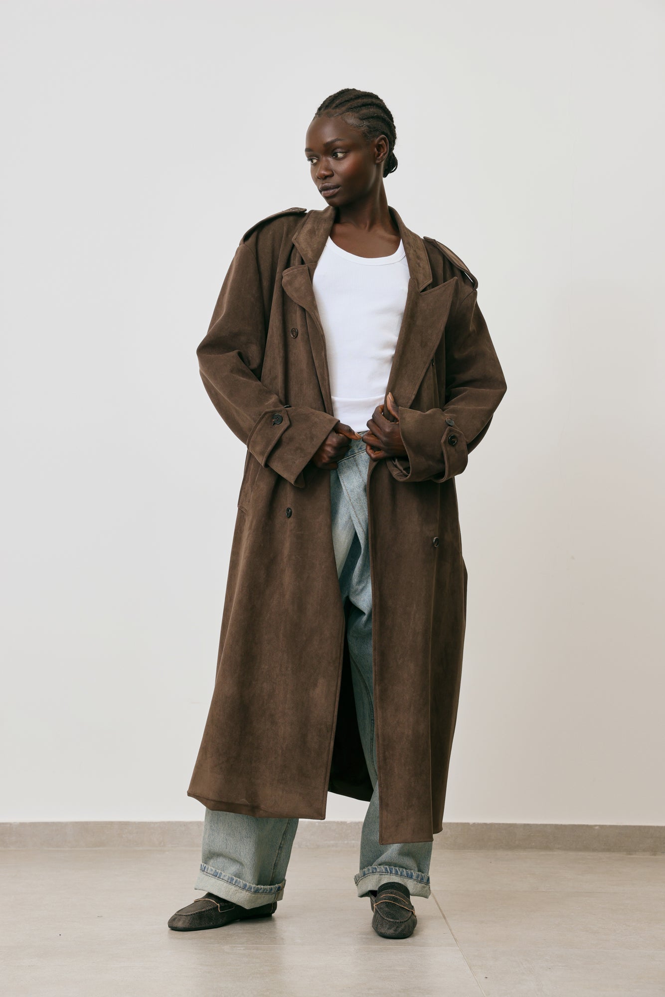 Suede Trench Coat