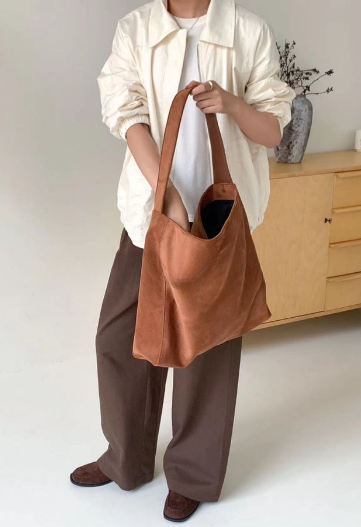 Vegan Suede brown Bucket Bag