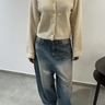 cardigan wool-blend Fluffy Cropped Cream