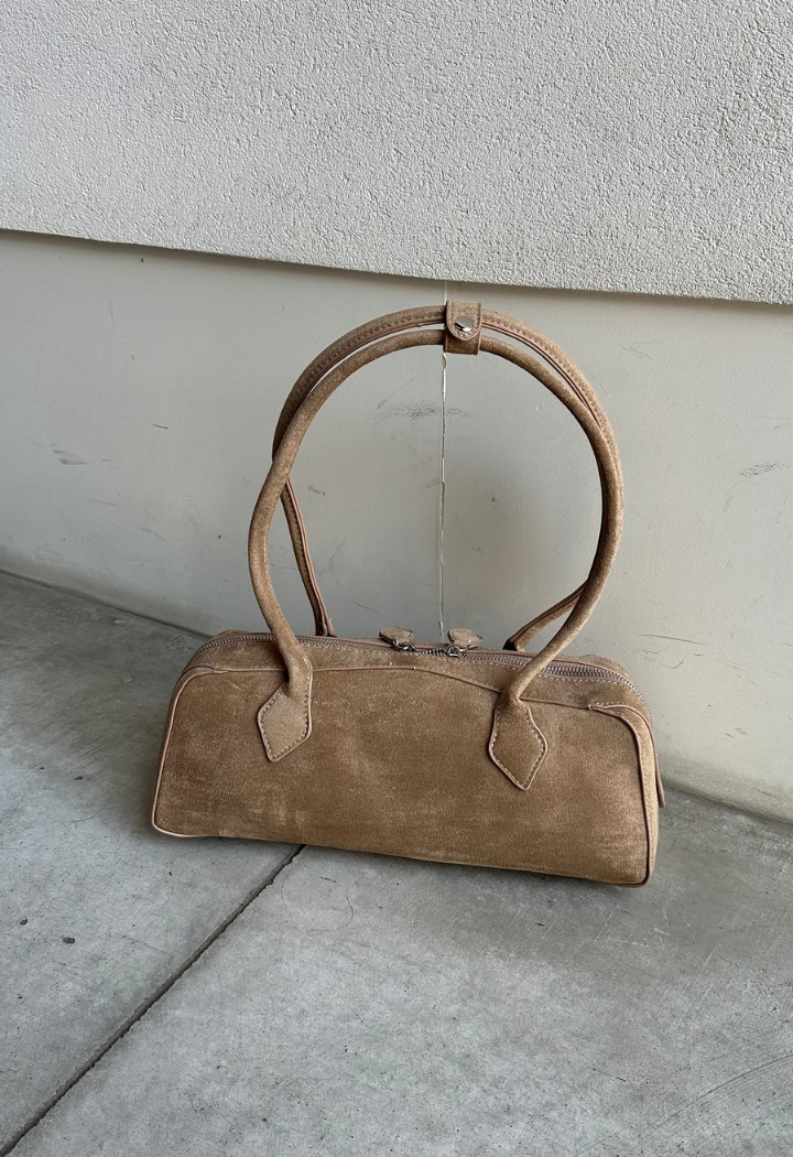 Vegan Suede beige Bowler Bag