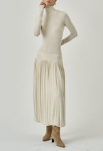 TURTLENECK cream RUCHED DRESS