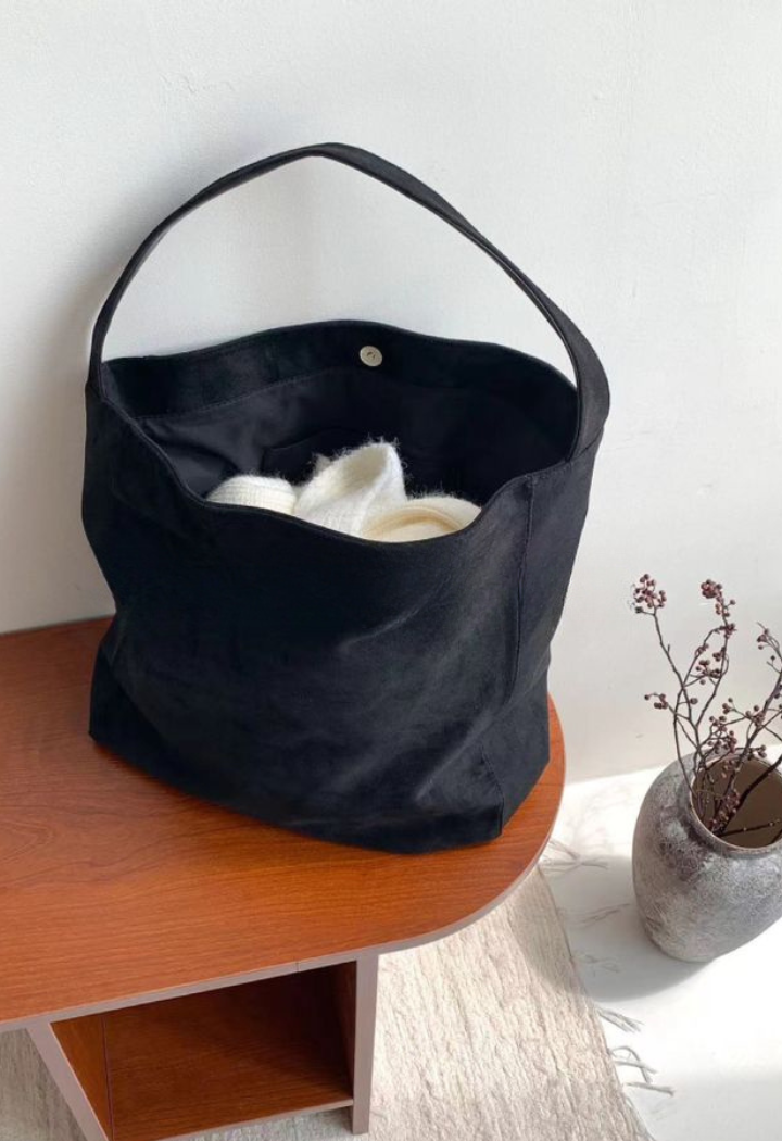 Vegan Suede black Bucket Bag