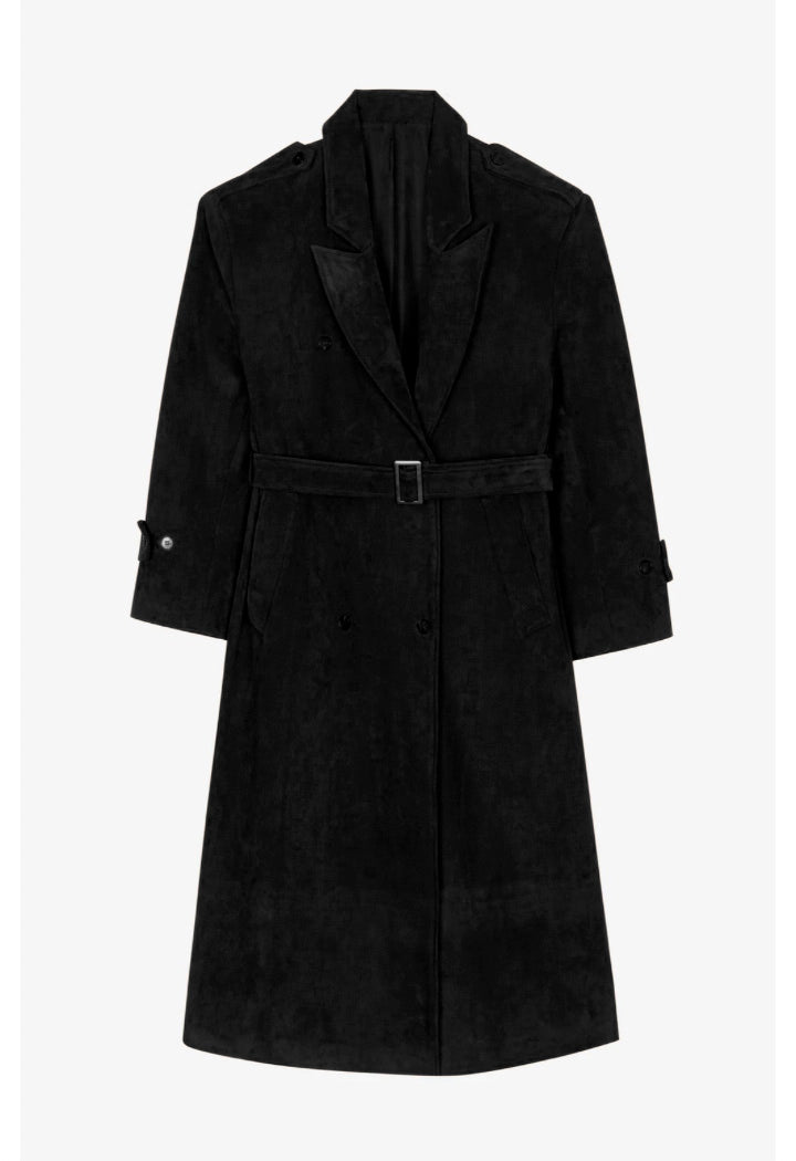 Suede Trench black Coat