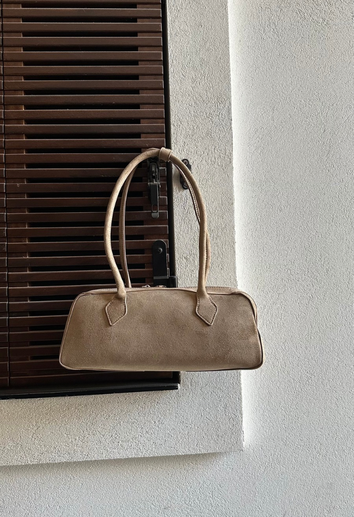 Vegan Suede beige Bowler Bag