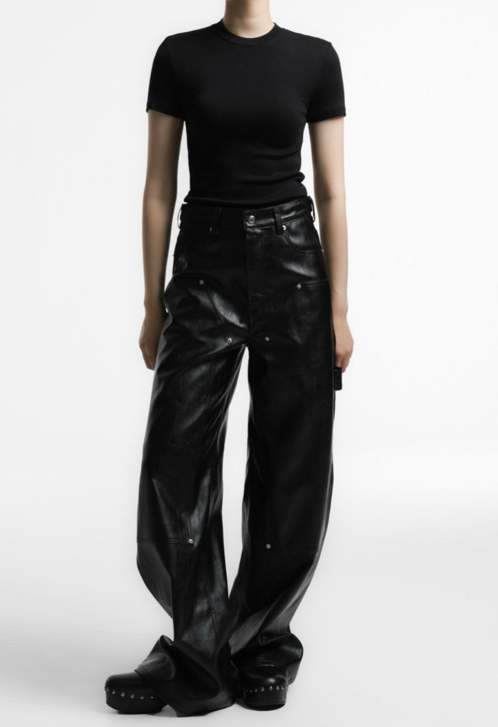 Ribbed Slim Crewneck T-Shirt - black