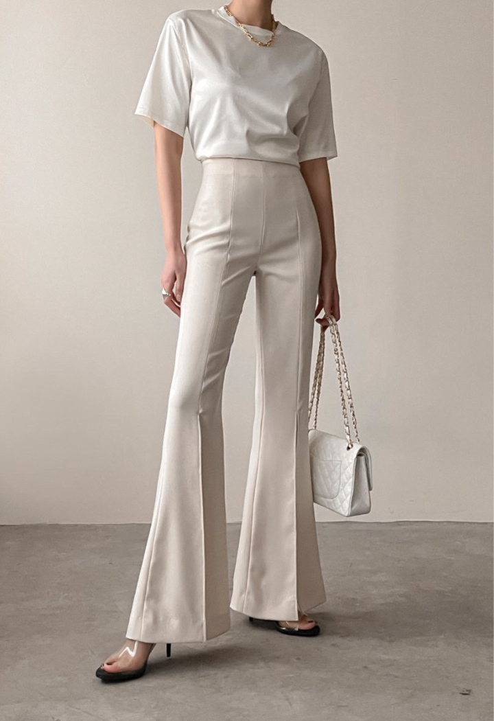 Silky Satin T shirt - cream