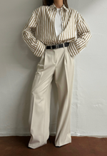 Jenna Striped Poplin Shirt white-khaki