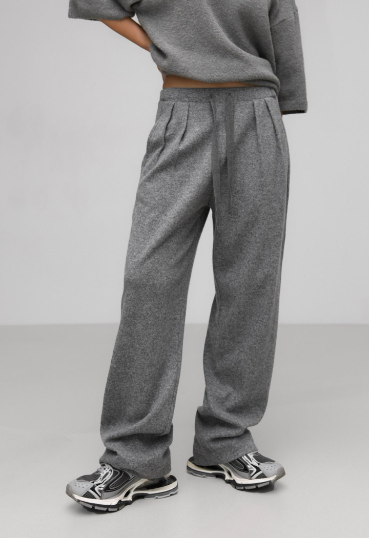 Wool Two Pin Tuck Detail Trousers