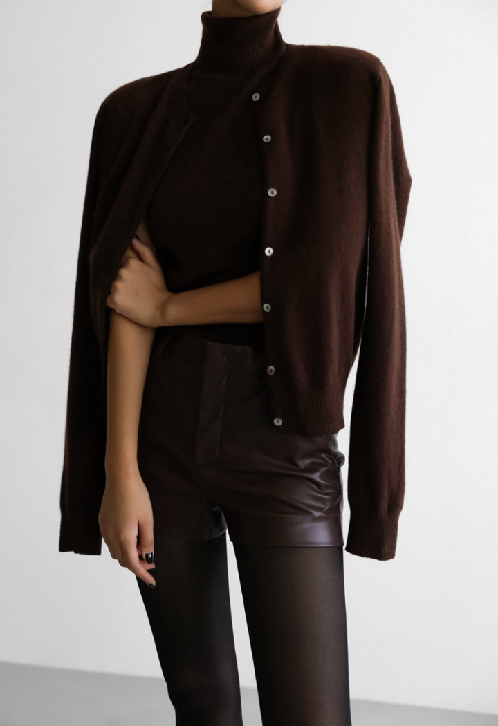 Cashmere Round Neck Knit Cardigan